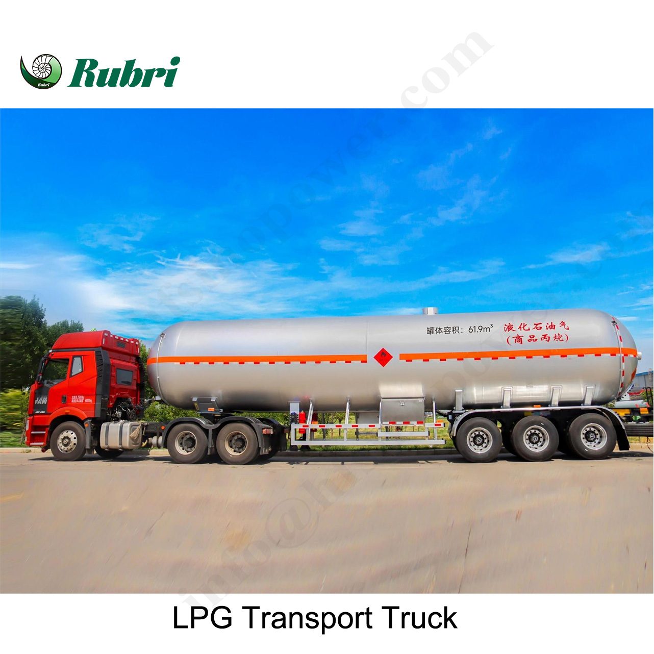 60m3 40Ton LPG Tank Semi Trailer, 1.76MPa Propane Liquefied Petroleum Gas Tanker